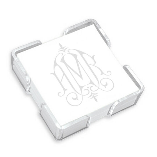 Henley Watercolor Monogram Petite Square with Crystal Clear Holder